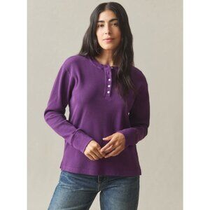 NWOT American Giant Womens Small Purple Long Sleeve Thermal Henley Shirt Ribbed